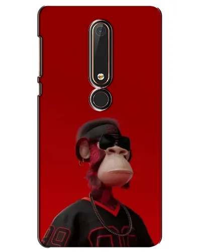 Чехол для Nokia 6 2018 с картинкой «Bored Ape в красном»