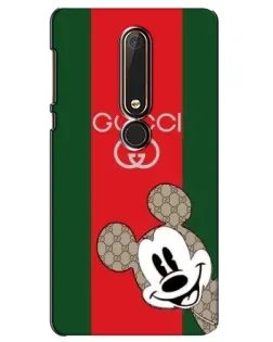 Чехол для Nokia 6 2018 с картинкой «Gucci — полосы и Микки»