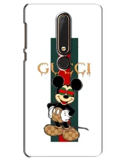 Чехол для Nokia 6 2018 с картинкой «Микки Маус Gucci — полосы»