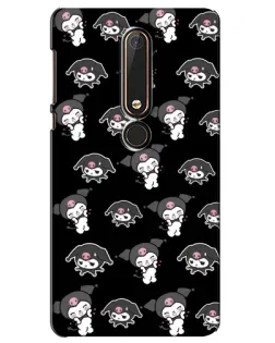 Чехол для Nokia 6 2018 с картинкой «Черный паттерн Kuromi»