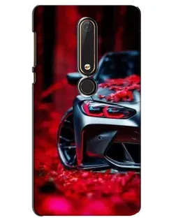 Чехол для Nokia 6 2018 с картинкой «Спортивная BMW и цветы»