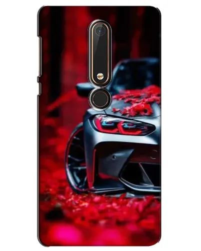 Чехол для Nokia 6 2018 с картинкой «Спортивная BMW и цветы»
