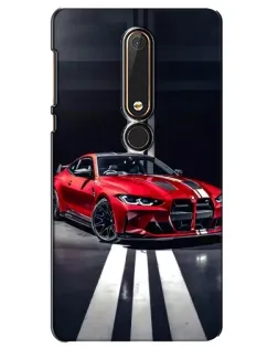 Чехол для Nokia 6 2018 с картинкой «Красная BMW на дороге»