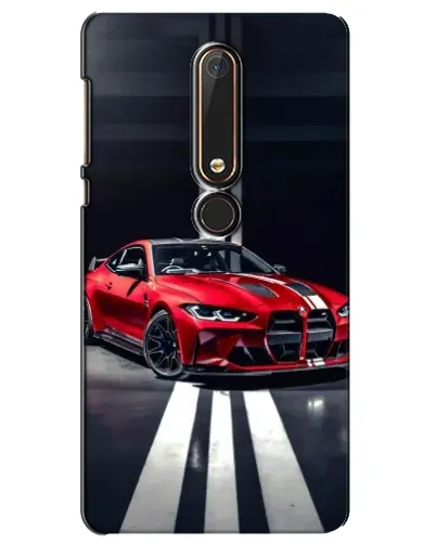 Чехол для Nokia 6 2018 с картинкой «Красная BMW на дороге»