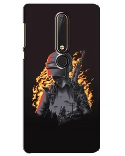 Чехол для Nokia 6 2018 с картинкой «PUBG — огненный силуэт»