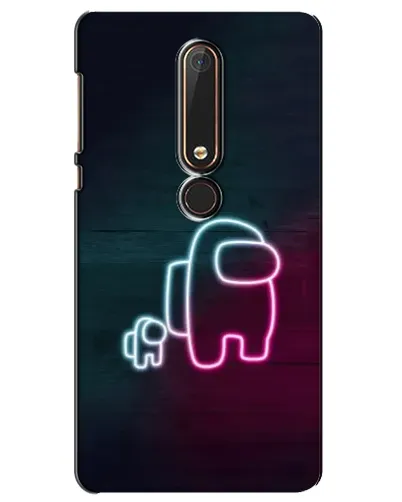 Чехол для Nokia 6 2018 с картинкой «Among Us неон-арт»