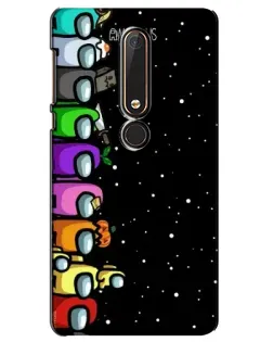 Чехол для Nokia 6 2018 с картинкой «Команда Among Us»