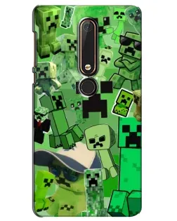 Чехол для Nokia 6 2018 с картинкой «Криперы Minecraft»