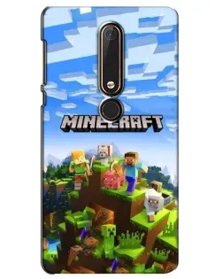 Чехол для Nokia 6 2018 с картинкой «Minecraft классический мир»