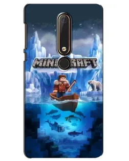 Чехол для Nokia 6 2018 с картинкой «Minecraft ледяной мир»