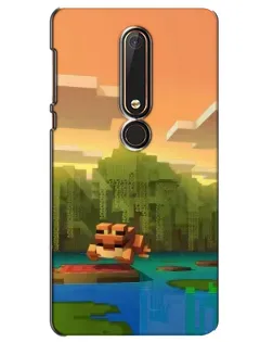 Чехол для Nokia 6 2018 с картинкой «Майнкрафт закат солнца»