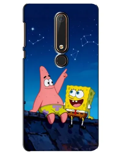Чехол для Nokia 6 2018 с картинкой «Губка Боб и Патрик ночью»