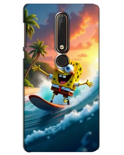 Чехол для Nokia 6 2018 с картинкой «Губка Боб серфингист»