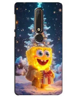 Чехол для Nokia 6 2018 с картинкой «Рождественский Спанч Боб»