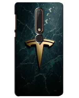Чехол для Nokia 6 2018 с картинкой «Мраморная Tesla Gold»
