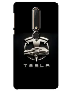Чехол для Nokia 6 2018 с картинкой «Tesla — серебристое авто»