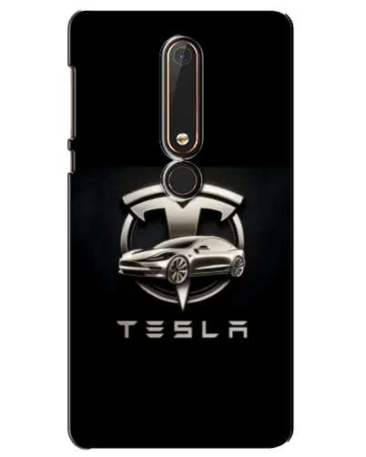 Чехол для Nokia 6 2018 с картинкой «Tesla — серебристое авто»