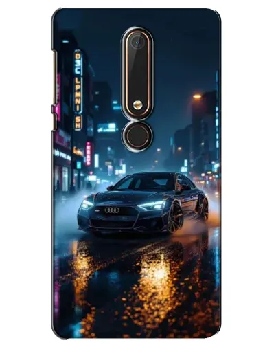 Чехол для Nokia 6 2018 с картинкой «Ночной город и Audi»