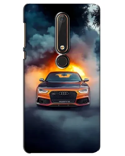 Чехол для Nokia 6 2018 с картинкой «Audi в огненном дыму»