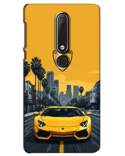 Чехол для Nokia 6 2018 с картинкой «Желтый Lamborghini город»