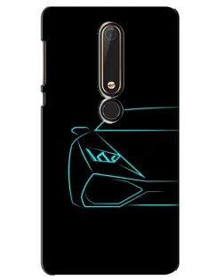 Чехол для Nokia 6 2018 с картинкой «Голубой силуэт Lamborghini»