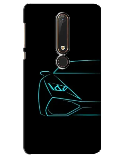 Чехол для Nokia 6 2018 с картинкой «Голубой силуэт Lamborghini»
