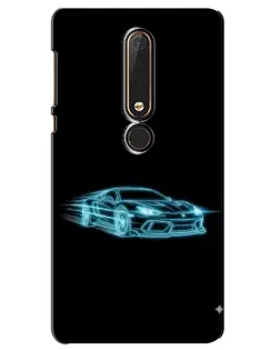 Чехол для Nokia 6 2018 с картинкой «Неоновый контур Lamborghini»