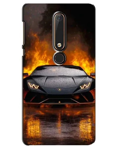 Чехол для Nokia 6 2018 с картинкой «Lamborghini в огне»