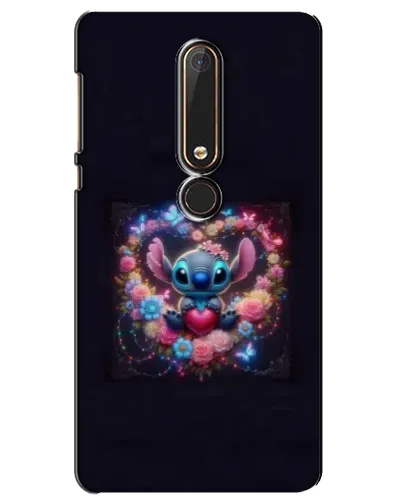 Чехол для Nokia 6 2018 с картинкой «Stitch в цветах»