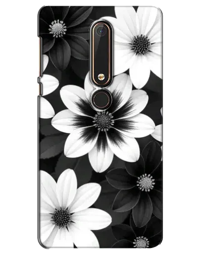 Чехол для Nokia 6 2018 с картинкой «Монохромные астры»