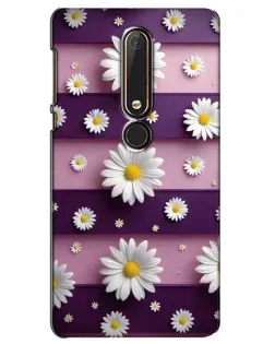 Чехол для Nokia 6 2018 с картинкой «Ромашки на фиолетовом»