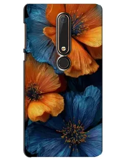 Чохол для Nokia 6 2018 з картинкою «Яскрава синьо-помаранчева флора»