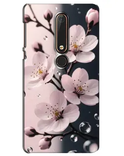 Чохол для Nokia 6 2018 з картинкою «Ніжня сакура та краплі»