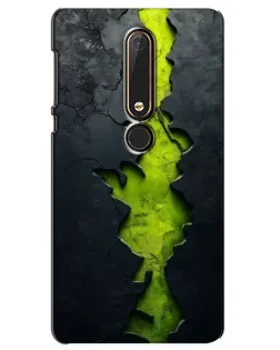 Чехол для Nokia 6 2018 с картинкой «Салатовый разлом скалы»