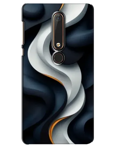 Чехол для Nokia 6 2018 с картинкой «Объемные черно-белые ленты» Чехол для Nokia 6 2018 с картинкой «Объемные черно-белые ленты»