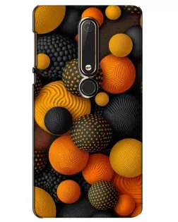Чехол для Nokia 6 2018 с картинкой «Объемные оранжевые сферы»