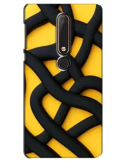 Чехол для Nokia 6 2018 с картинкой «Черное желтое переплетение»