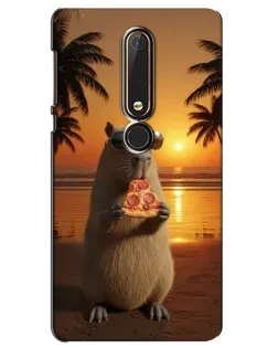 Чохол для Nokia 6 2018 з картинкою «Капібара з піцою»