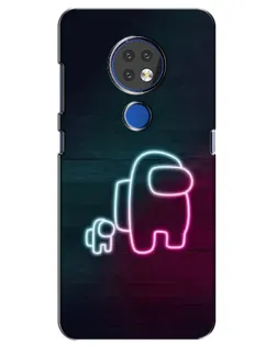 Чехол для Nokia 7.2 с картинкой «Among Us неон-арт»