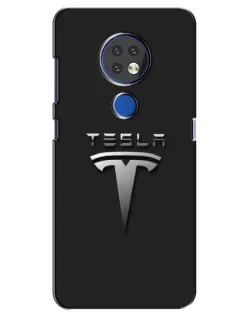 Чехол для Nokia 7.2 с картинкой «Стальной логотип Tesla»