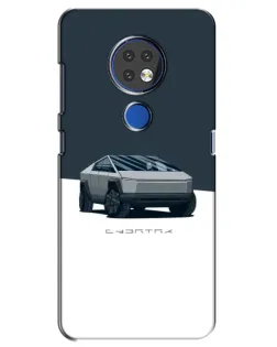 Чехол для Nokia 7.2 с картинкой «Серебристый Cybertruck Tesla»