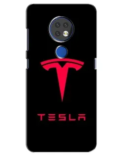 Чехол для Nokia 7.2 с картинкой «Tesla Red Logo»
