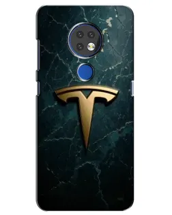 Чехол для Nokia 7.2 с картинкой «Мраморная Tesla Gold»