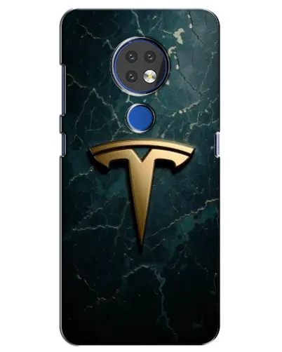 Чехол для Nokia 7.2 с картинкой «Мраморная Tesla Gold»