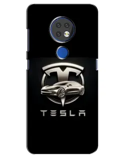 Чехол для Nokia 7.2 с картинкой «Tesla — серебристое авто»