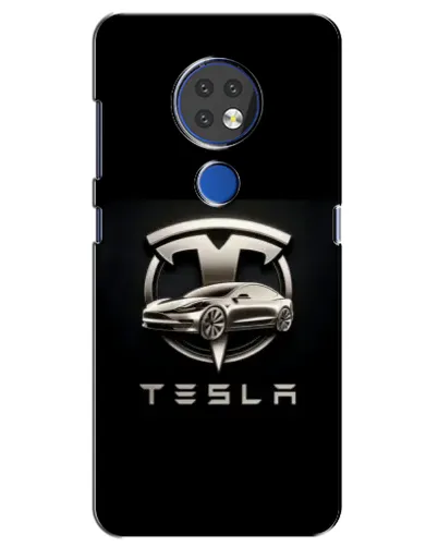 Чехол для Nokia 7.2 с картинкой «Tesla — серебристое авто»