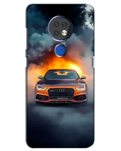 Чехол для Nokia 7.2 с картинкой «Audi в огненном дыму»