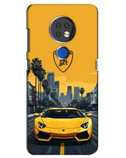 Чехол для Nokia 7.2 с картинкой «Желтый Lamborghini город»