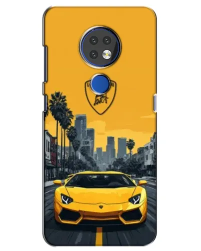Чехол для Nokia 7.2 с картинкой «Желтый Lamborghini город»