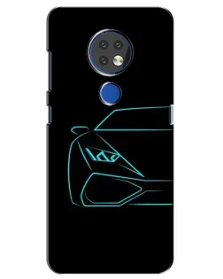 Чехол для Nokia 7.2 с картинкой «Голубой силуэт Lamborghini»